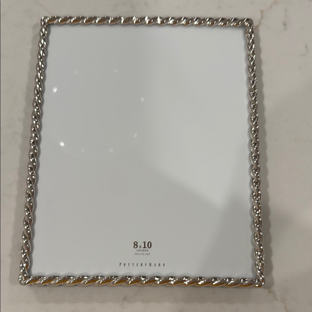 Pottery Barn Silver Picture Frame with Twisted Rope Design